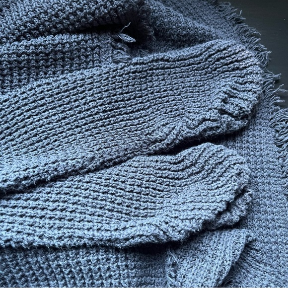 Free People Moonshine Cold Shoulder Knitted Sweater Hi-Low, Fringe Hem - Picture 12 of 12